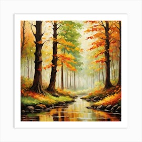 Forest In Autumn In Minimalist Style Square Composition 104 Art Print