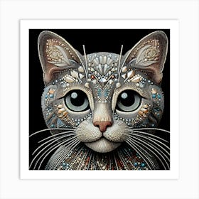 Cat With Crystals 2 Art Print