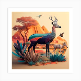 Deer in the Savannah Art Print