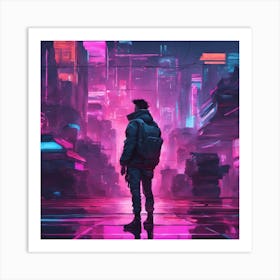 Cyberpunk city Art Print