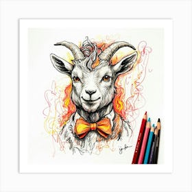 Goat With Bow Tie 1 Art Print