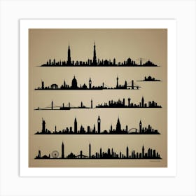 City Skyline Silhouettes Art Print