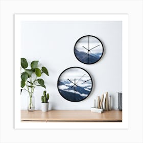 Mountain Landscape Wall Clock Art Print