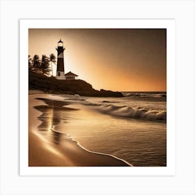 Lighthouse At Sunset 31 Art Print