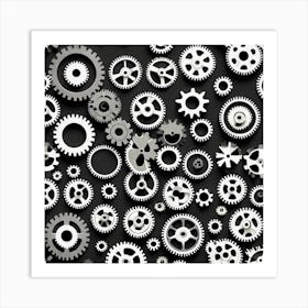 Gears On Black Background 5 Art Print