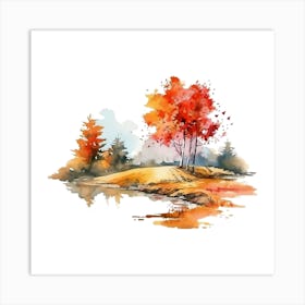 Watercolor Autumn Trees 3 Art Print