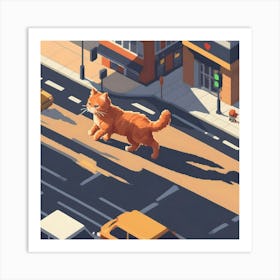 Cat Crossing The Street Art Print