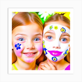 Two Girls With Face Paints Photo Art Print