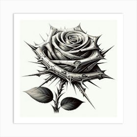 Black And White Rose Tattoo Art Print