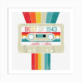 Best Of 1943 Cassette Retro Vintage 1943 Birthday Art Print