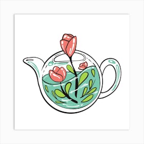 Teapot With Flowers Art Print