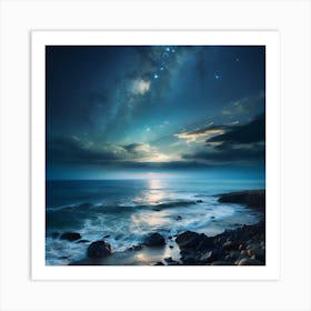 Night Sky Over The Ocean 1 Art Print