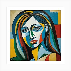 Woman With A Colorful Face Art Print