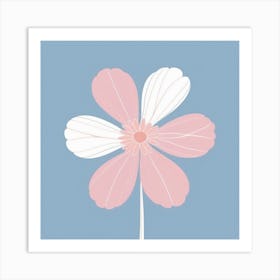 A White And Pink Flower In Minimalist Style Square Composition 241 Art Print