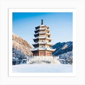 Snowy Pagoda 1 Art Print