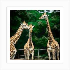 Giraffes At The Zoo Art Print