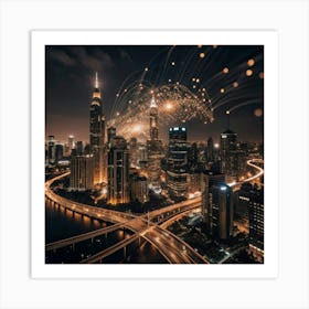 Cityscape At Night Art Print