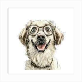 Dog With Glasses 6 Art Print