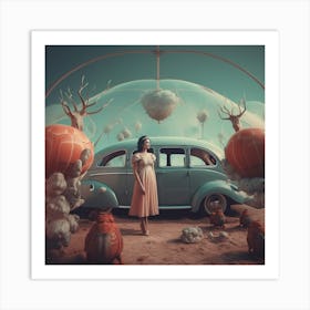 Girl In A Car 9 Art Print