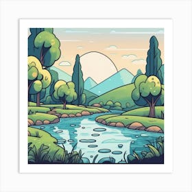 Cartoon Landscape 15 Art Print