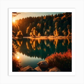 Sunset At The Lake Art Print