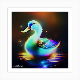 High Quality Glow Painting Of Beautifully Designed Mandarin Duck Art Print