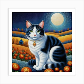 Cat In The Pumpkin Patch Art Print
