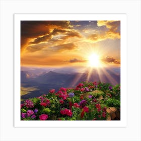 Sunset In The Mountains Art Print