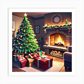 Christmas Tree In The Living Room 9 Art Print