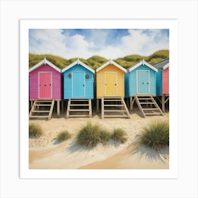 Default Vibrant Beach Huts Art Print 3 Art Print