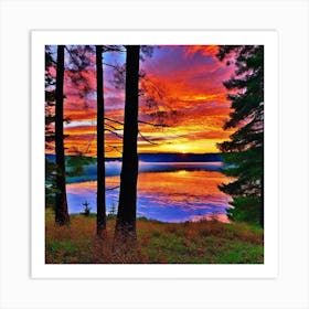 Sunset Over Lake 16 Art Print