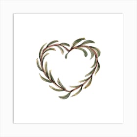 Olive Branch Heart Square Art Print