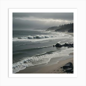 Stormy Day At The Beach Art Print