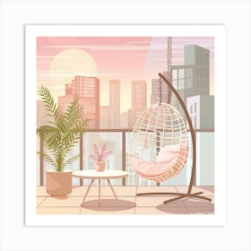Balcony With Hanging Chair 11 Art Print