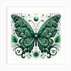 Green Butterfly Art 3 Art Print