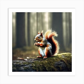 Red Squirrel In The Forest 34 Art Print