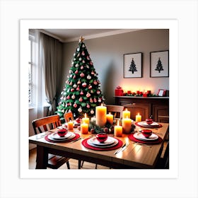 Christmas Decorations On Table In Living Room (35) Art Print