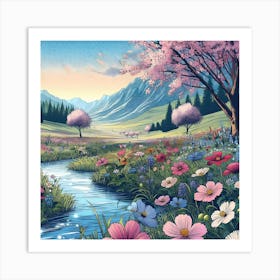 Serene And Peaceful Meadow 6 Art Print