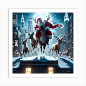 Santa'S Reindeer Art Print