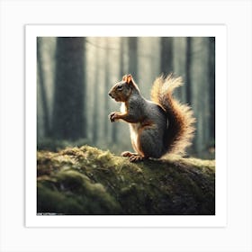 Squirrel In The Forest 48 Art Print