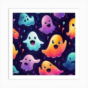 Ghosts Seamless Pattern 2 Art Print