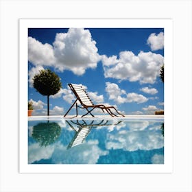 Pool Chair And Sky Art Print