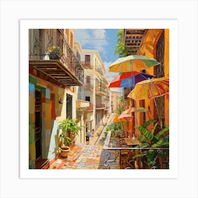 Umbrellas On The Street Art Print