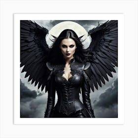 Gothic Woman With Wings 1 Art Print