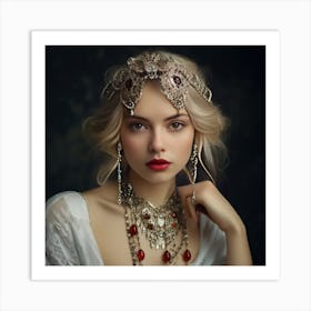  Very Nice Lady Wearing A Jewelry Art Print