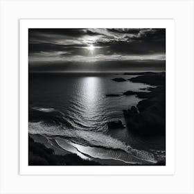 Moon Over The Ocean Art Print