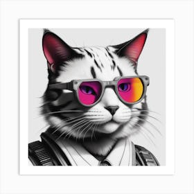 Cat In Sunglasses 2 Art Print