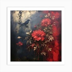 Vintage Dark Flowers 8 Art Print