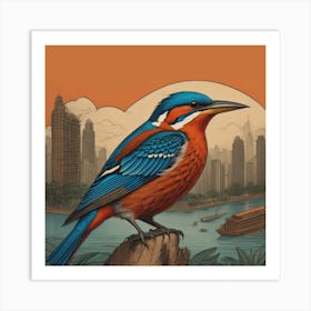 Bird In The City Animal Vintage 1930s Art Print Art Print