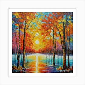 Sunset In The Forest 2 Art Print